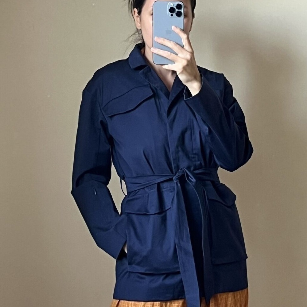 Away Travel Utility Jacket Navy Blue Cotton
